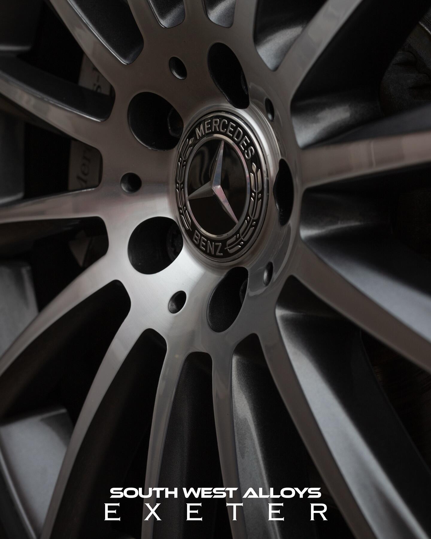 Mercedes alloy wheel closeup showing professional painted finish — South West Alloys painted wheel repair service Exeter