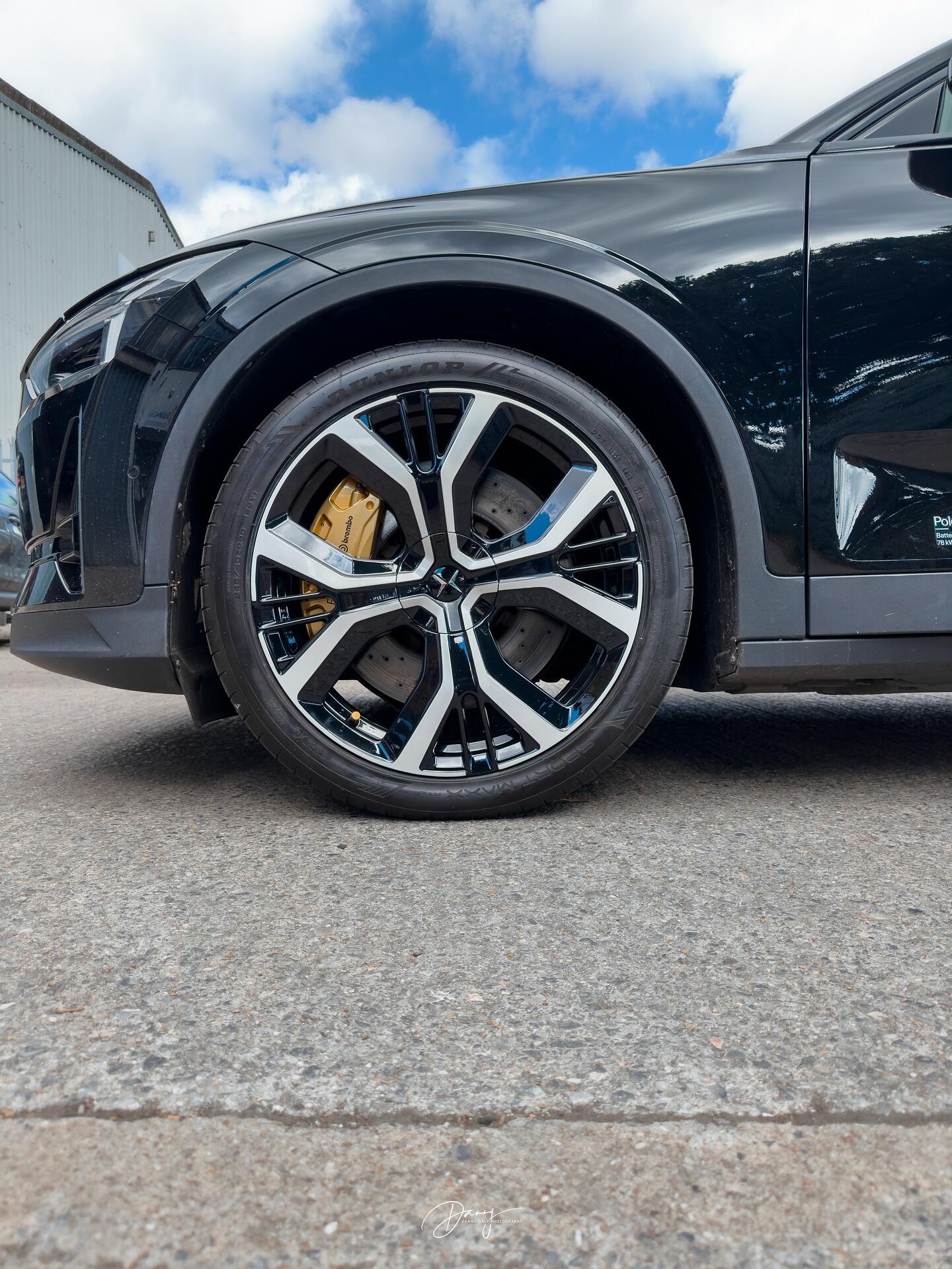 Polestar side wheel view after professional refurbishment