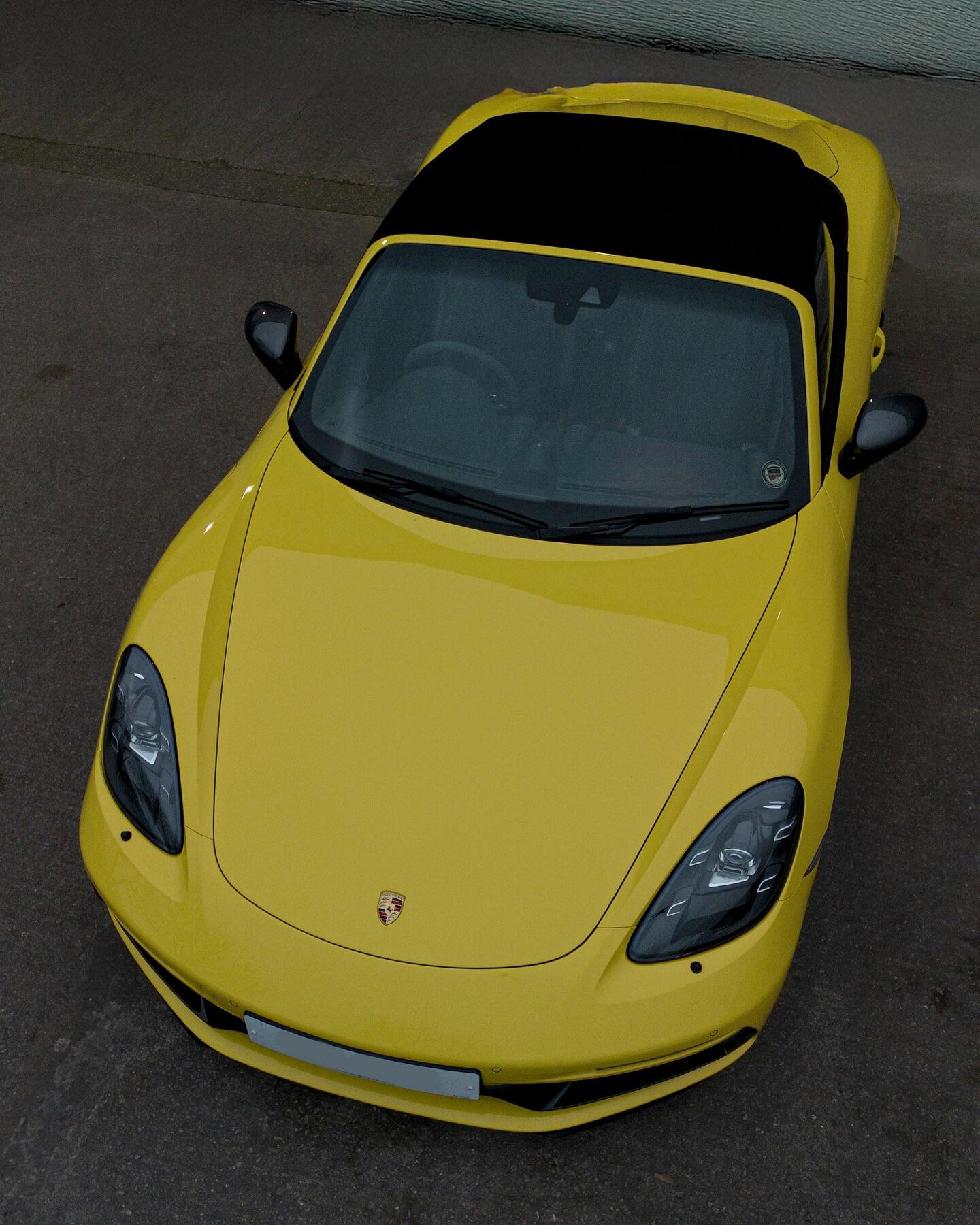 Porsche Boxster aerial view at workshop
