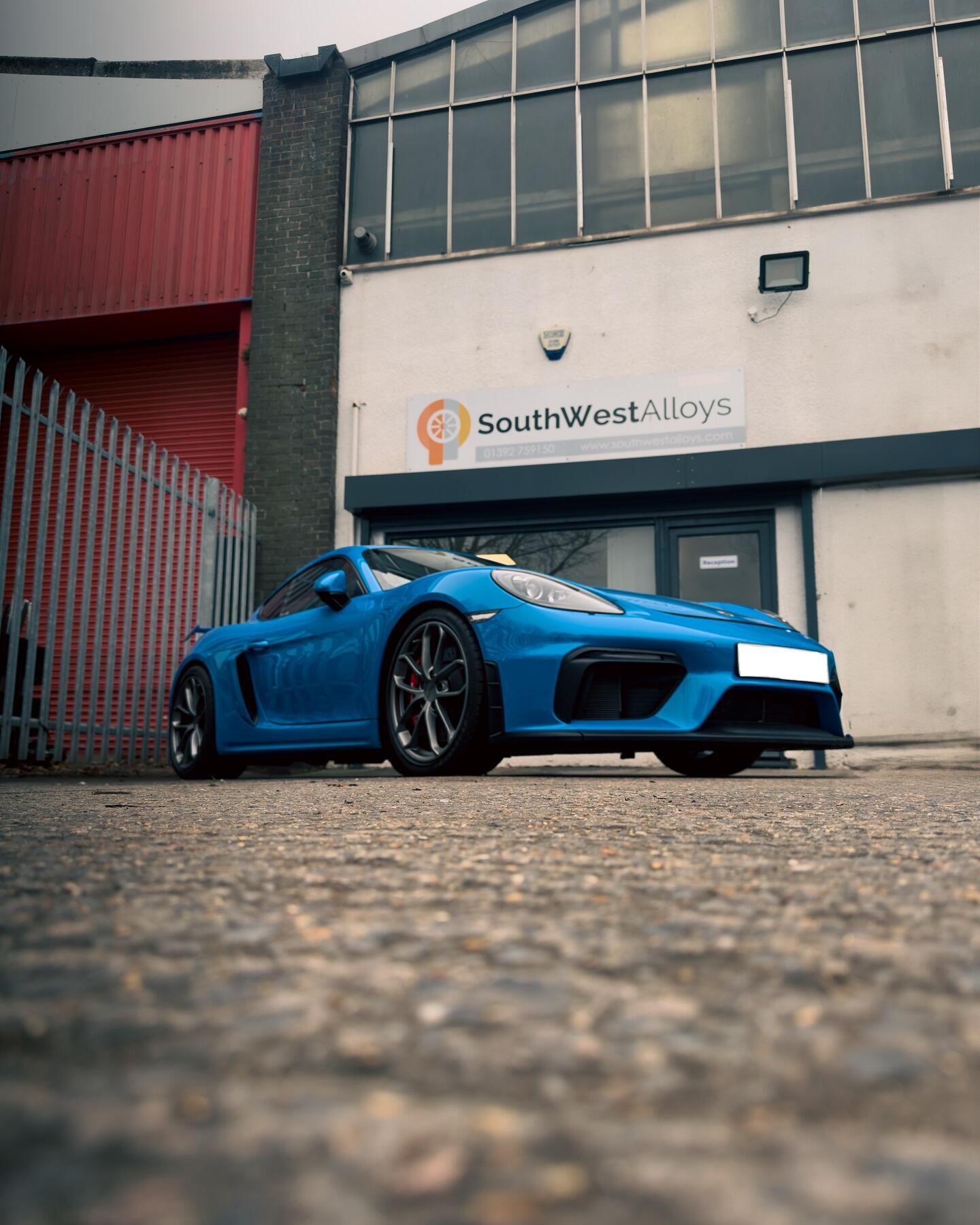 Porsche in South West Alloys workshop during wheel refurbishment